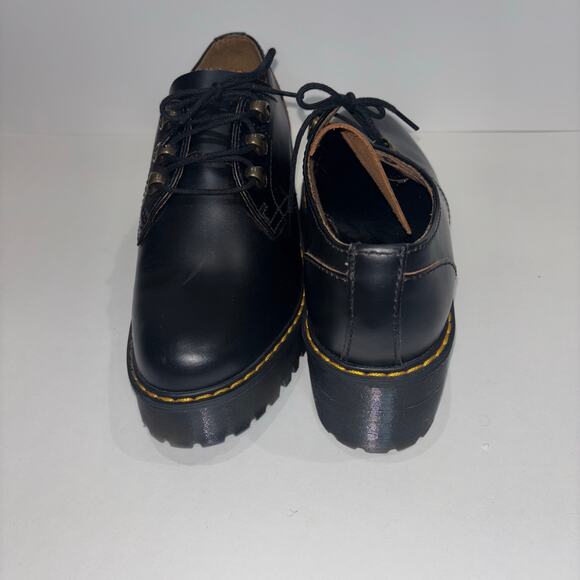 Dr. Martens Leona Lo Smooth Leather Heeled Lace-Up Platform Shoes – Black Size 8 - Picture 7 of 15